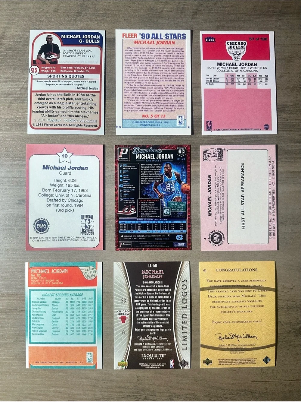 Michael Jordan Signed Rookie Lot of (20) Novelty Basketball Cards.